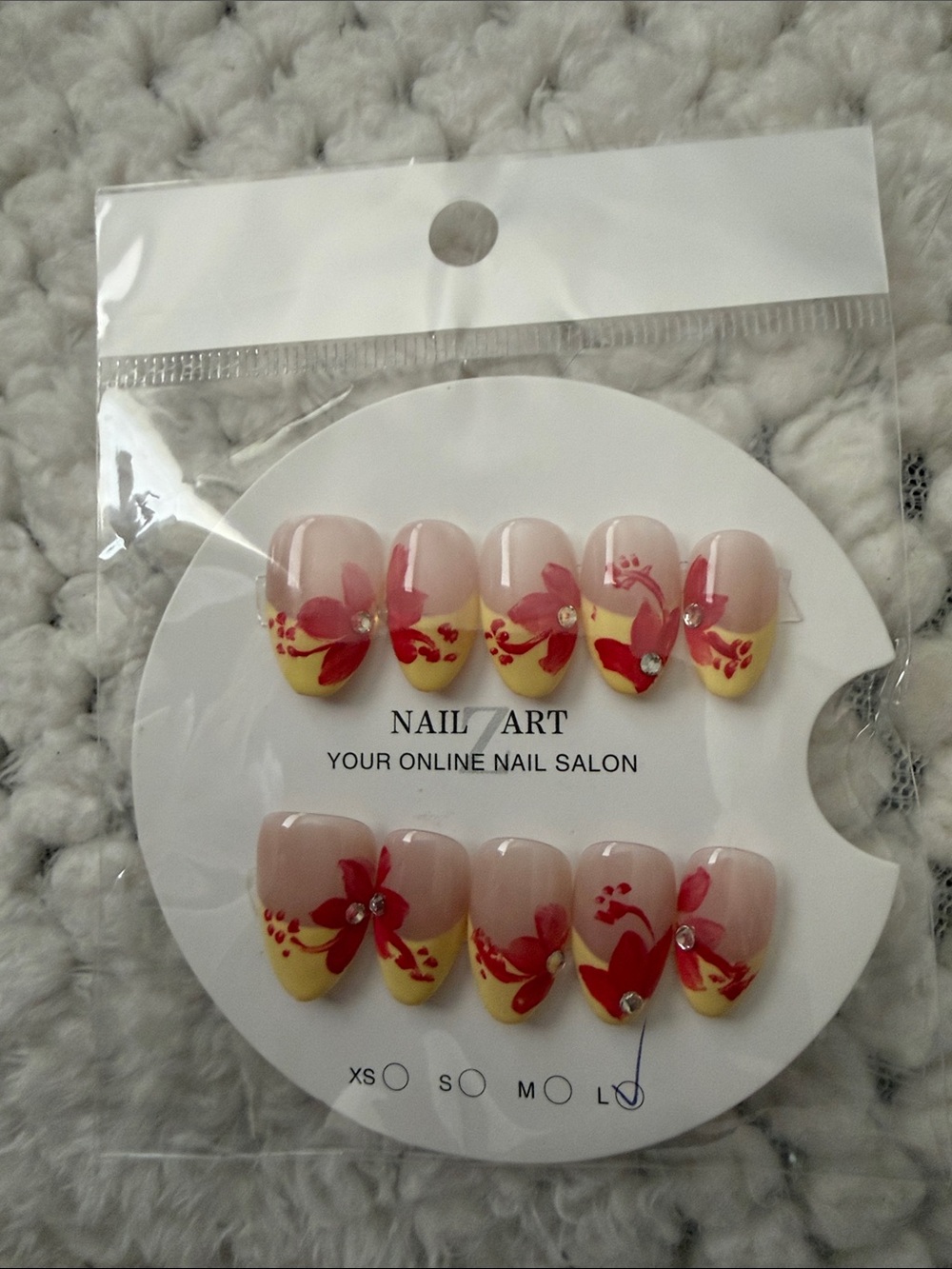 Floral Press-On Nails in Pink, Yellow & Red